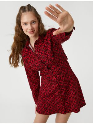 Φλοράλ μάξι φόρεμα με κουμπιά Koton κόκκινο