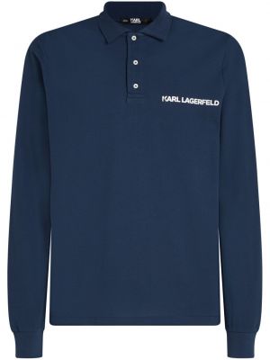 Polo en coton à imprimé Karl Lagerfeld bleu