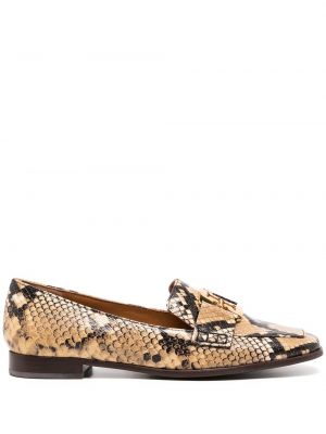 Skinn loafers med print Tory Burch hvit