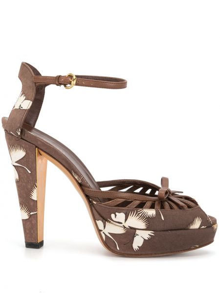 Sandalias de flores con plataforma Gucci Pre-owned marrón