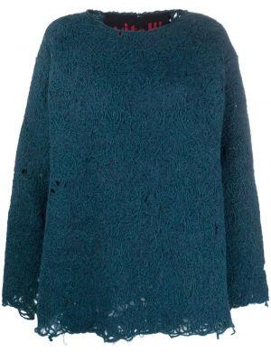 Пуловер с протрити краища Vitelli синьо