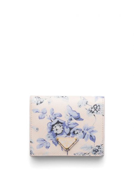Květinová kožená peněženka s potiskem Prada