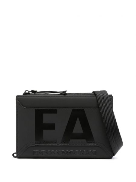 Listová kabelka s potlačou Emporio Armani čierna