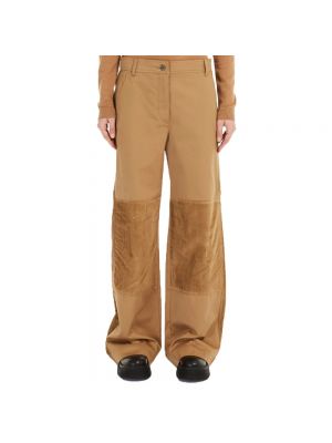 Spodnie bawełniane Max Mara Weekend brązowe