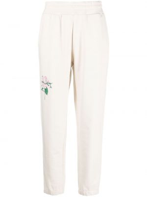 Спортни панталони бродирани на цветя с принт Woolrich бяло