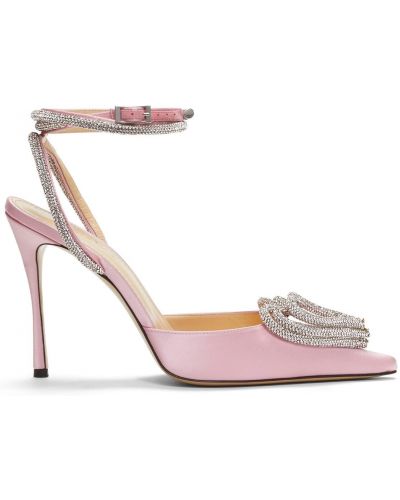 Сатенени полуотворени обувки със сърца Mach & Mach розово