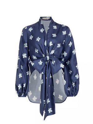 Блузка из шелкового твила с цветочным принтом Honey Silvia Tcherassi синий