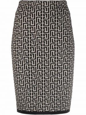 Jupe crayon à imprimé en jacquard Balmain noir