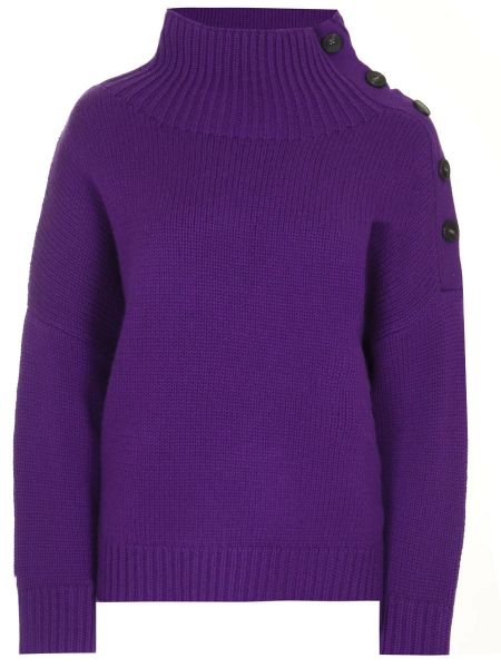 Шерстяной свитер Yves Salomon фиолетовый