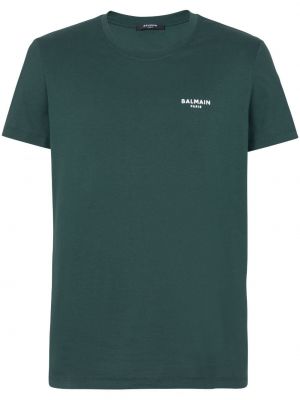Kokvilnas t-krekls ar apdruku Balmain zaļš