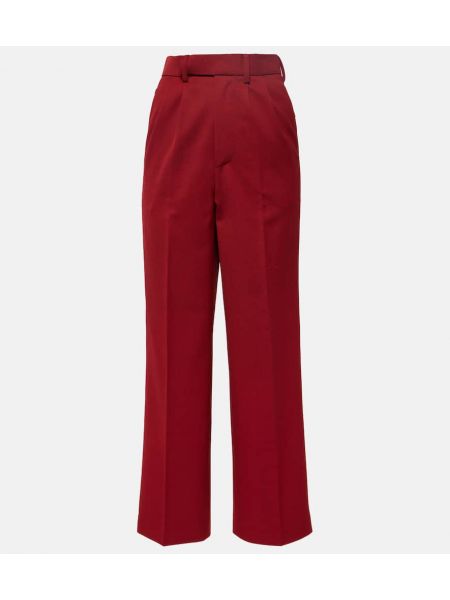 Μάλλινο παντελόνι με ψηλή μέση σε φαρδιά γραμμή Jacques Wei κόκκινο