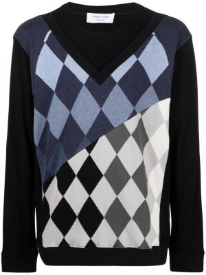 Аргайл плетен кариран пуловер Marine Serre черно