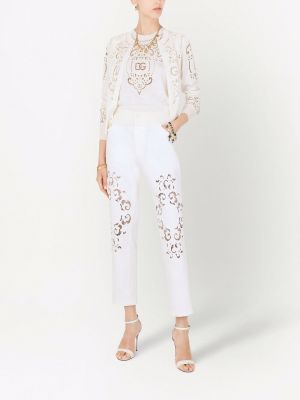 Hedvábný kardigan s výšivkou Dolce & Gabbana bílý