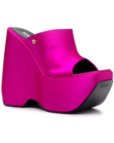 Izliektas platformas kurpes ar papēžiem ar platformu Versace rozā