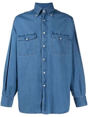 Camisa con botones manga larga Tom Ford azul