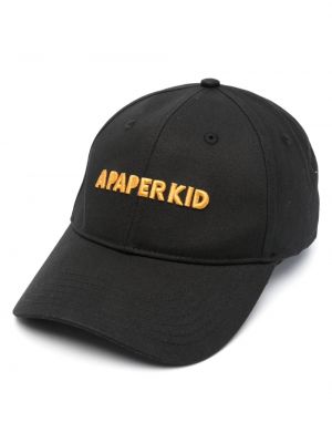 Haftowana czapka z daszkiem bawełniana A Paper Kid czarna