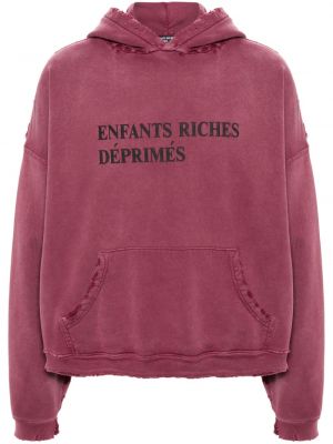 Raštuotas medvilninis džemperis su gobtuvu Enfants Riches Déprimés raudona