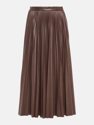 Plisovaná kožená sukňa z ekologickej kože Altuzarra hnedá
