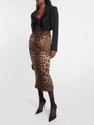 Vlnená midi sukňa s potlačou s leopardím vzorom Dolce&gabbana