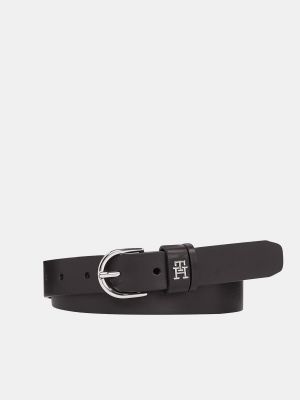 Cinturón de cuero con hebilla Tommy Hilfiger negro