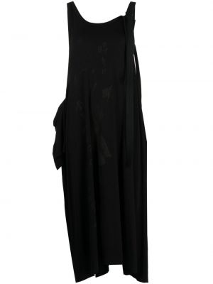 Midi šaty bez rukávů s potiskem s abstraktním vzorem Yohji Yamamoto - černá