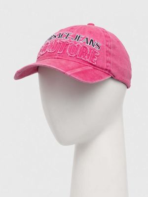 Kšiltovka s aplikacemi Versace Jeans Couture růžová