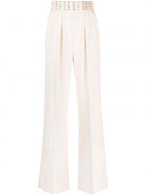 Krepové kalhoty Elisabetta Franchi bílé