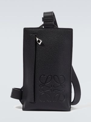 Usnjena crossbody torbica Loewe črna