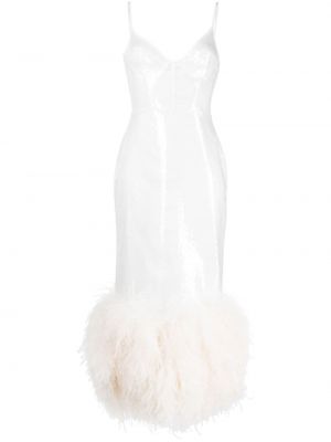 Βραδινό φόρεμα με φτερά David Koma λευκό