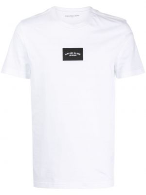 T-shirt en coton à imprimé Calvin Klein blanc