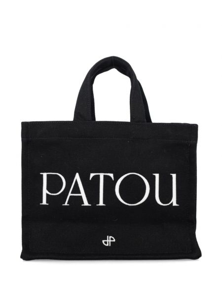 Shopper handtasche aus baumwoll Patou schwarz