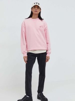Bluza bawełniana Tommy Jeans różowa
