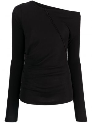 Asymetrické bavlněné tričko Helmut Lang černé