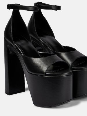 Sandales en cuir à plateforme Balenciaga noir
