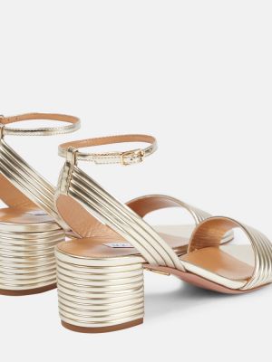 Kožené sandále z ekologickej kože Aquazzura zlatá
