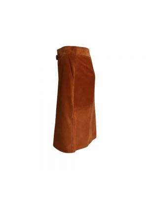 Falda de cuero Bottega Veneta Vintage marrón