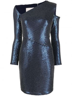 Asimetrična dolga obleka s cekini Gemy Maalouf modra