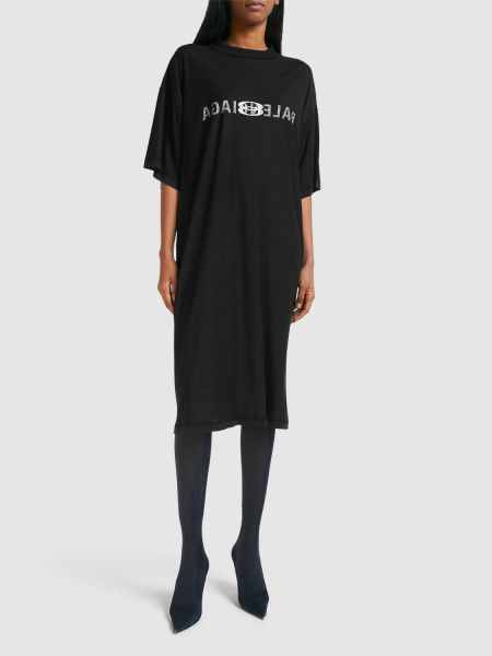 Βαμβακερή φόρεμα Balenciaga μαύρο