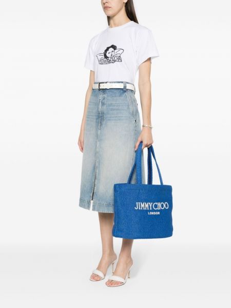 Strandtasche mit stickerei Jimmy Choo blau
