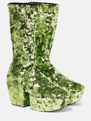 Обувки до глезена на платформе Prada зелено