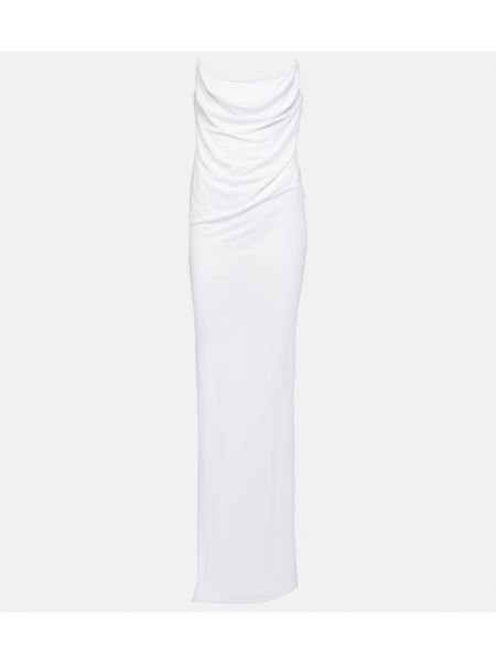 Платье из джерси с драпировкой Alex Perry белое