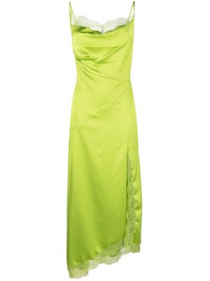 Čipkované saténové dlouhé šaty Pinko zelená