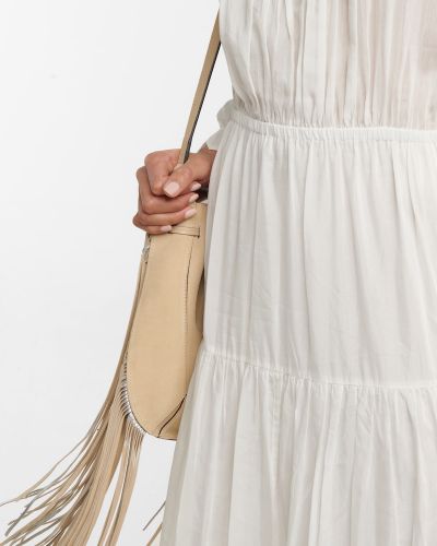 Bavlněné hedvábné dlouhé šaty Isabel Marant bílé