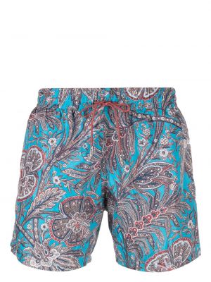 Kratke hlače s cvetličnim vzorcem s potiskom Etro modra