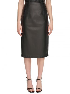 Кожаная юбка из искусственной кожи Calvin Klein черная