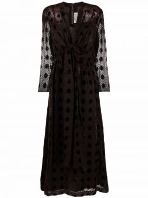 Vestido largo con lunares con estampado con escote v A.n.g.e.l.o. Vintage Cult marrón