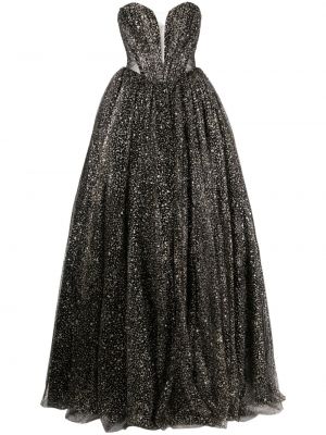 Tylové koktejlkové šaty Rhea Costa čierna