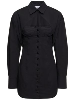 Bombažna mini obleka The Attico črna