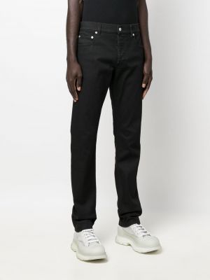 Rovné kalhoty s knoflíky Alexander Mcqueen černé