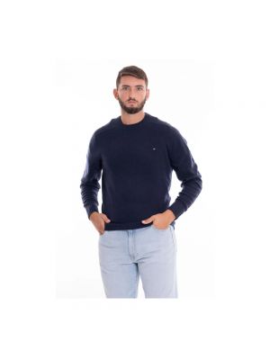 Sweter z wełny merino Tommy Hilfiger niebieski